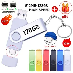 1pc Rotating USB flash drive 128GB 116GB 64GB 512MB USB Type-C high-speed USB flash drive, OTG pen drive, portable storage devices for laptops and computers，Premium texture Available in multiple colors including Advanced Red,Texture Black, pearl white,Fre