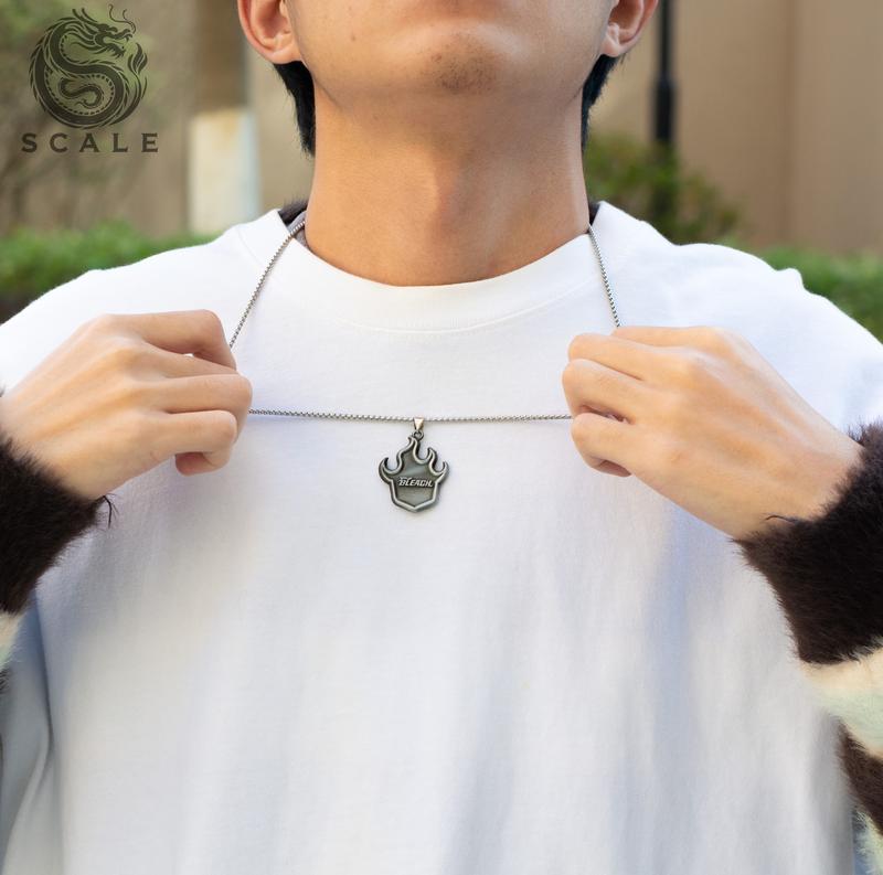 BLEACH Anime Hollow Mask Flame Pendant Necklace | Arrancar Cosplay Jewelry for Fans