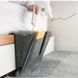 Multi-Purpose Fabric French Country Style Bedside Storage Organizer with Pockets, Opened Caddy for Gadget & Miscellanea Storage, Hanging Basket for Dormitory