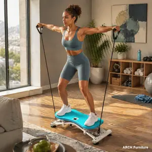 ARCH Sliding Ski Simulator - Compact, Space Saving Indoor Skiing Equipment for Home Gym, Sturdy Frame, Non-Slip Base, Resistance Band Workout, Abs+Rubber for Core, Leg & Arm Full-Body Cardio Workouts