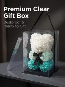 Handmade Gradient Color Eternal Flower Rose Teddy Bear Bouquet Gift Set, Perfect for Valentine's Day, Anniversary, Birthday, Mother's Day