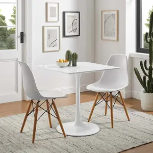 Modway Lippa 28" Square Wood Top Dining Table in White