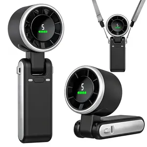 KIMWIND Portable Handheld Turbo Fan, 5 Gear Wind, Battery Operated, Up to 12 Working Hours, Valentines Day Gifts for Her Him(Black)