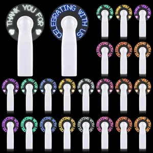 24 Pcs Mini Portable Handheld Fans Bulk For Guest LED Battery Powerful Fan Small Personal Fans Thank You For Celebrating With Us Gifts for Summer Beach Wedding Baby Shower Party Favors (24, White)