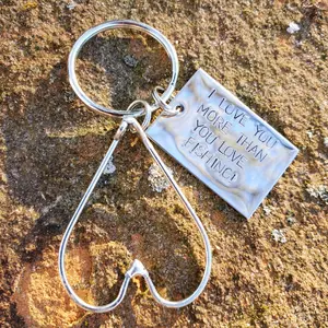 I LOVE YOU MORE THAN YOU LOVE FISHING large soldered fish hooks keychain