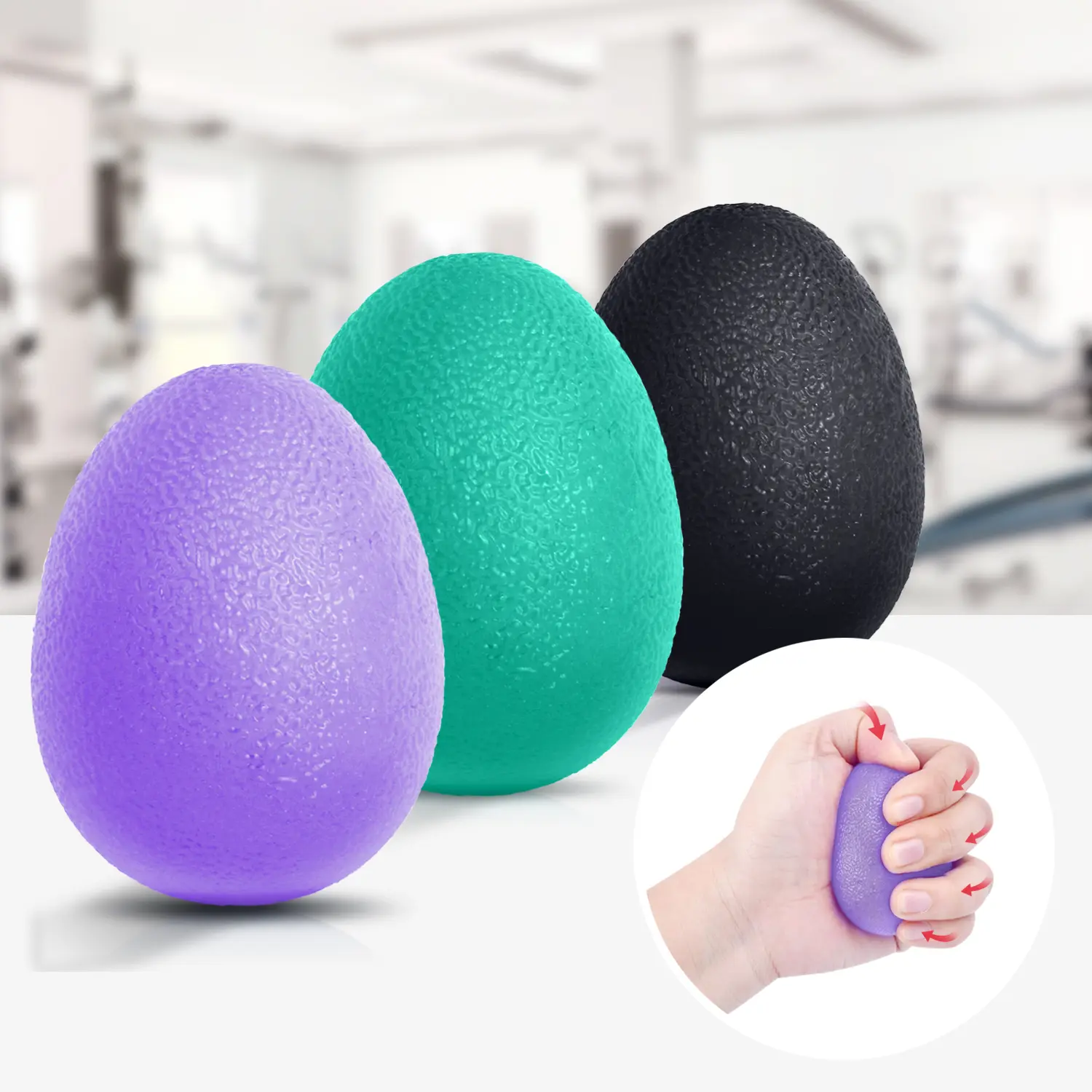 Peradix 3PCS Egg-Shaped TPR Stress Relief Balls - 15kg-25kg-30kg Resistance Hand Grip Strengthener for Hand Strength Training, Wrist Rehab Therapy, Fine Motor Skills, Compact Pocket-Sized Portable Fit, Hand Grip Strength Training