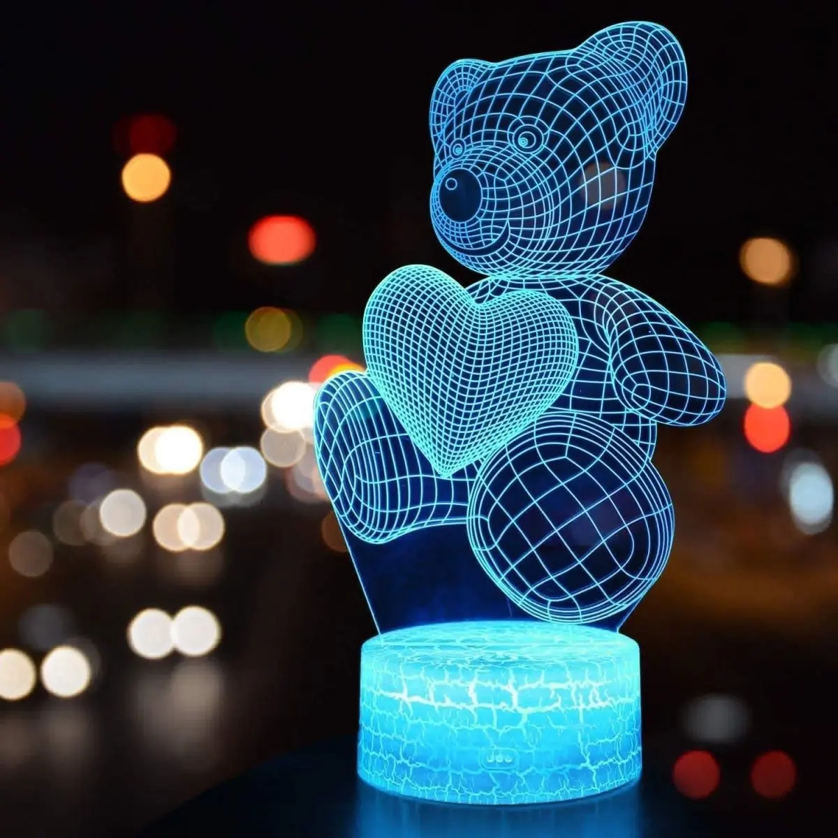 Night Light / Mood Light 3D Crackle Effect LED  – Halloween Styles (Heart-shaped, Bear, Puppy, Rabbit) – Dimmable 3D Table Lamp