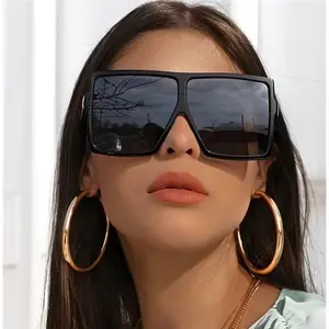 Vintage Shield Sunglasses Boho Large Oversized Frame Metal Hinge Glasses - Street Snap, High-Quality Material, Durable Design
