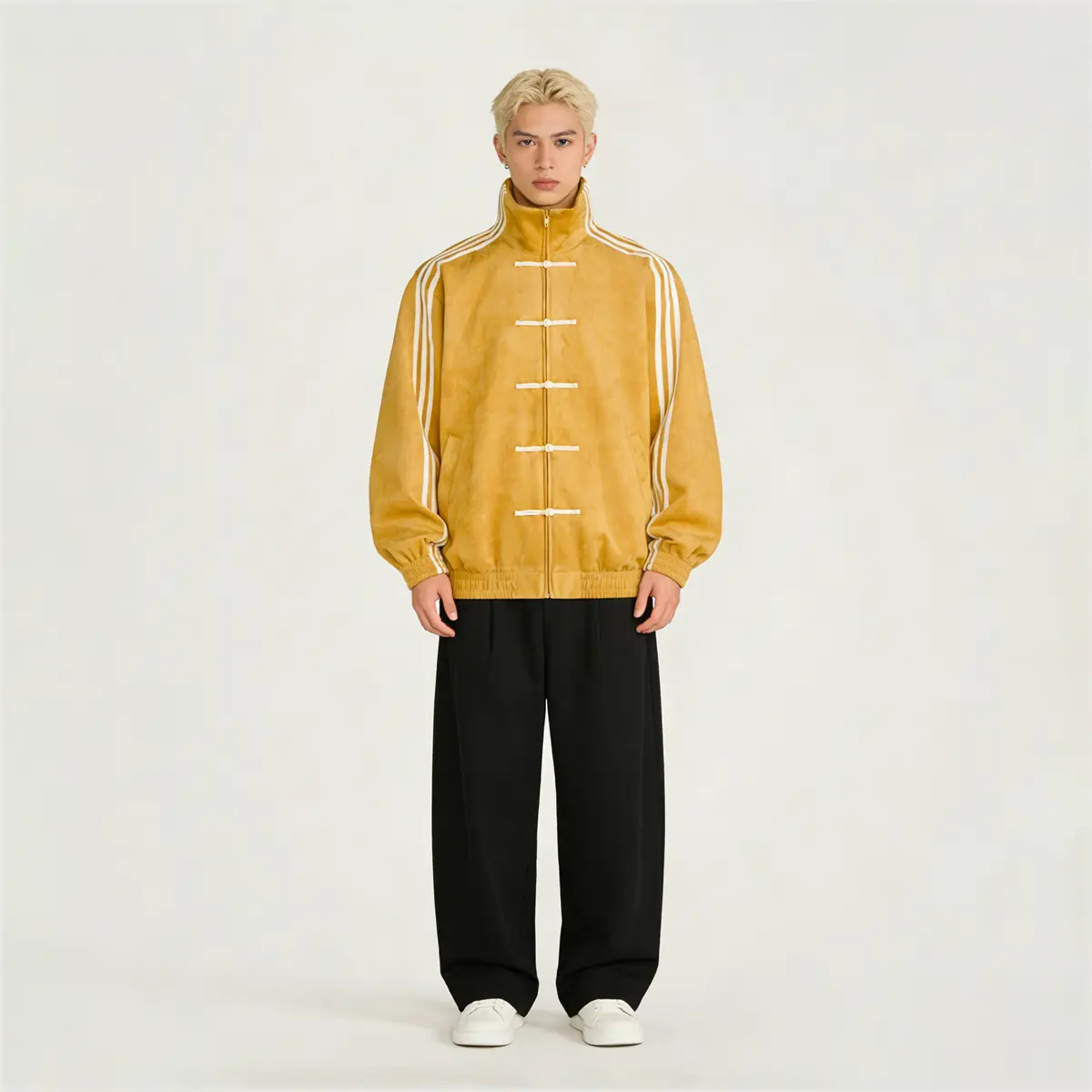Pwest Y2K Chinese New Year Jacket –Toggle-Style Frog Buttons, Soft