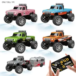 1:64 Mini Off-Road Bigfoot Car, Cool Lights, Adjustable Speed, Buffer Base Constant Cruise, Parent-Child Interactive Toy, Christmas Gift, Remote Controlled Car, Remote Control Truck