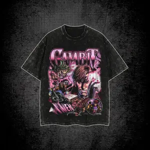 Gambit Remy LeBeau Premium Acid Washed T-Shirt, XMen Mutant Hero Graphic Shirt, Comics Character Tee, Superhero Washed Shirt, Comic Book Fans T-Shirt, Vintage Streetwear Graphic Tee