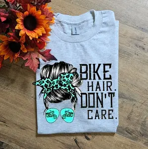 Cute bike hair dont care popular biker motorcycle biker lady tee