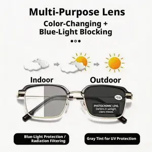 Smart Photochromic Reading Glasses, Blue Light Blocking Transition Sun Readers for Men Women Driving & Screen Work