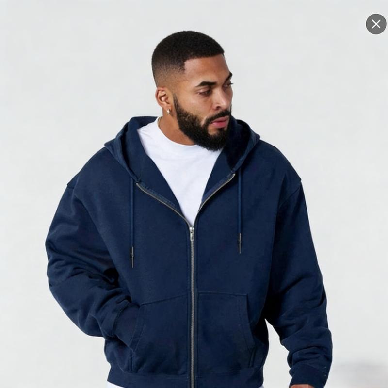 MEN Street Life Men's Vintage Washed Loose Metal Zipper Sweatshirt Hoodie (Reinforced Collar, Hem And Shoulder Seams To Prevent Deformation), School