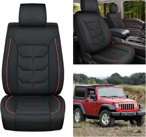 Nilight Car Seat Covers Custom Fit 2007-2024 Jeep Wrangler JK JL 4-Door Waterproof Wear-Resistant Leather Anti Slip Cushion Front Set (2PCS Front Seat Cover)