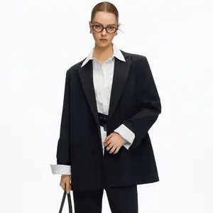 JCCC Womens Notched Lapel Pockets Button Work Office Blazer Jacket Suit Women's Casual Blazers Long Sleeve Lapel Button Slim Work Office Blazer Jacket Black Basic Fitted High-Quality Fabric Comfortable Flattering Fit