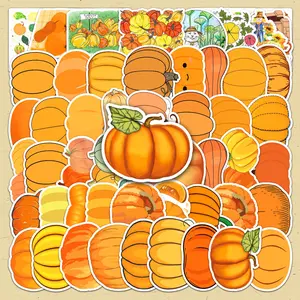 Cartoon Pumpkin Pattern Sticker, 50pcs Creative Self Adhesive Decorative Stickers, DIY Decals for Water Bottle, Laptop, Scrapbooking, Journal Making