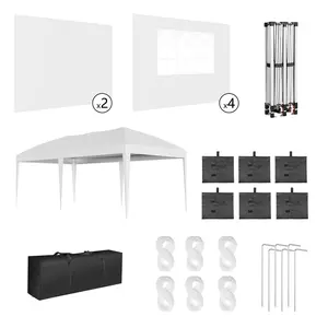10X20Ft Outdoor Party Tent Gazebo, Waterproof Gazebo Canopy Tent, Heavy Duty Commercial Outdoor Canopy All Season with Storage Bag, White