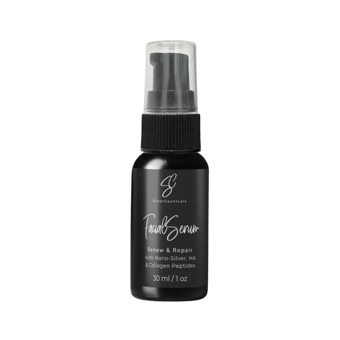 Facial Serum with Triple-Action Nano-Silver Hyaluronic Acid & Marine Collagen Peptides for Skin Repair 30ml | SilverCeuticals