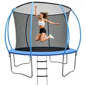 12ft Foldable Fitness Trampoline (with Adjustable Handrail) & 18-inch Basketball Hoop – 400lb Weight Capacity, Sturdy Steel Frame – Low-Impact Cardio – Portable Indoor Workout Equipment for Home Gyms