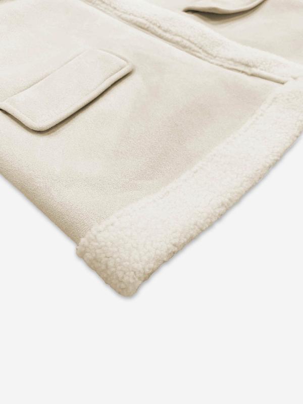 Women's casual loose fur coats, short lamb wool jackets, bomber jackets, flight jackets, with zipper closures, large lapels and side pocket designs, fashionable cold-resistant coats, street-style long-sleeved tops Outerwear