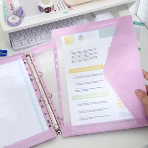 5 Pack A4 Large Capacity File Bags with 11 Hole Binder Rings, Modern PP Material, Expandable Design for School, Home, Office and Travel, Files Organizer, Office Supplies