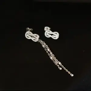 S925 silver AB knot earrings, about 2.7g, 1.3/5.8cm
