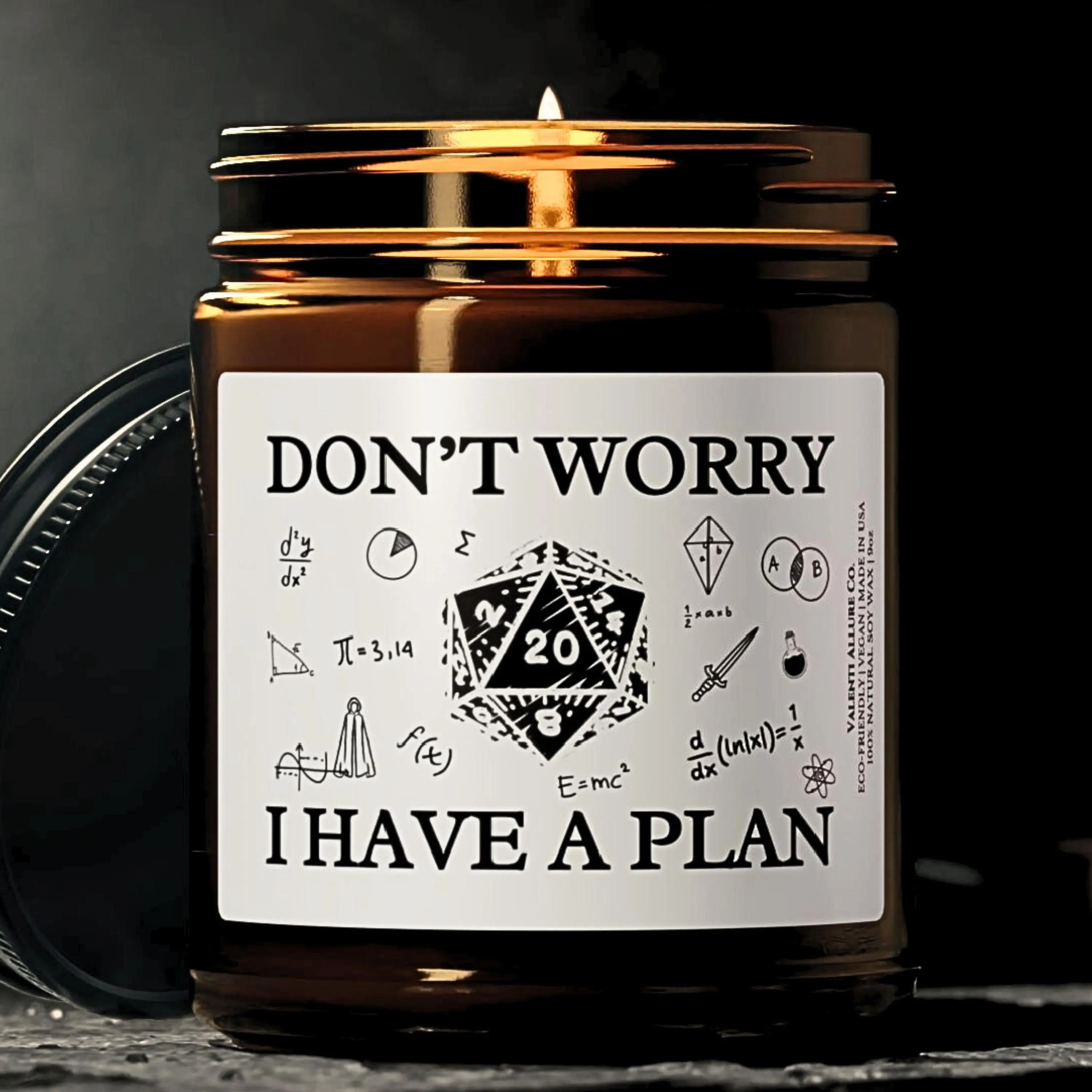 DnD Dungeon Master Candle, Don't Worry I Have A Plan DnD D20 Candles, Christmas Gamer Gift, Dungeons and Dragons DM Candle, Funny Candles