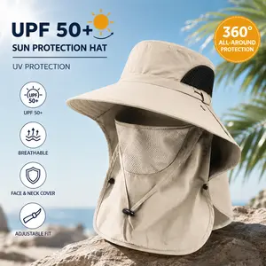 Fisherman's Hat, Summer Sun Protection Sun Hat, Men's Outdoor Hiking Hat, Fishing Hat, Face Covering and Neck Protection All-in-One Hat, Wide-brimmed Sun Hat