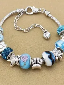 New Ocean Series Beaded Bracelet with Starfish, Shells, and Sea Turtles, Blue Decorations, Elegant Adjustable Bracelet, Gift for Mom or Girlfriend