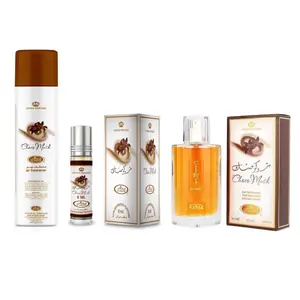 Choco Musk Eau de Parfum Spray 50 ml + Roll On Perfume Oil 6 ml + Air Freshener 300 ml Bundle Sweet Vanilla Chocolate Amber Cologne Perfume
