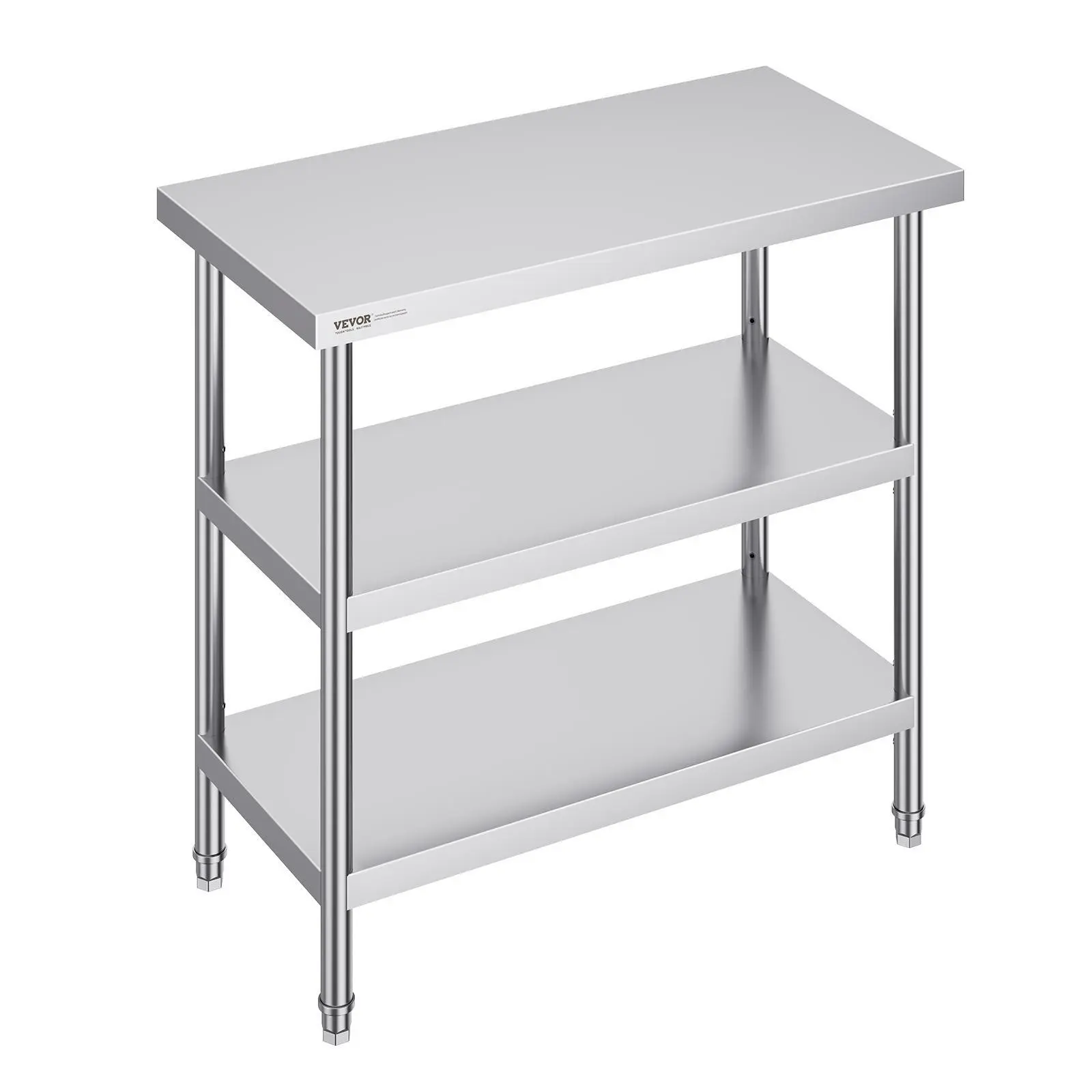 【SummerFinds】VEVOR Stainless Steel Food Prep Table, 18 x 36 x 34 Inch Commercial Kitchen Worktable, with 2 Adjustable Undershelf, Heavy Duty Prep Table Metal Work Table for BBQ, Kitchen, Home, and Garage