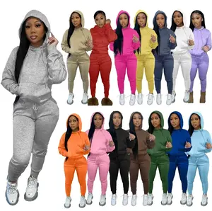 Women's 2 pcs Solid Color Sweatsuit Set, Pullover Top & Sweatpants, Cozy, Sweatshirt & Jogger Pants (PLEASE PURCHASE A SIZE UP) Comfortable Casual