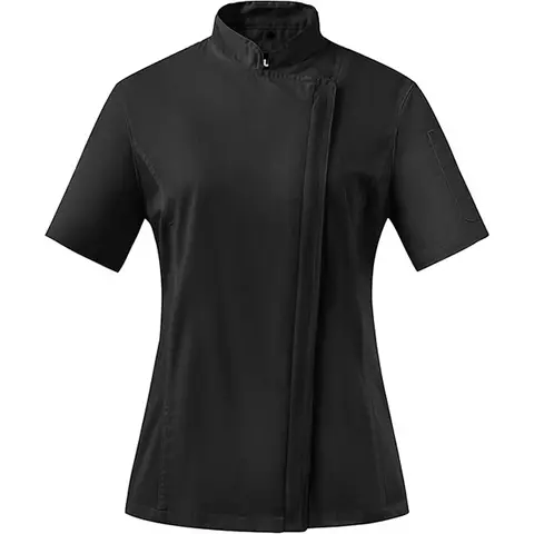Women's Cotton Chef Coat - Collared Neck, Roll-Up Sleeves, Heat-Ready Mesh Vents, Zipper Closure, Snap, Apron Attachment, Enhanced Breathability Workwear Uniforms & Work Clothes