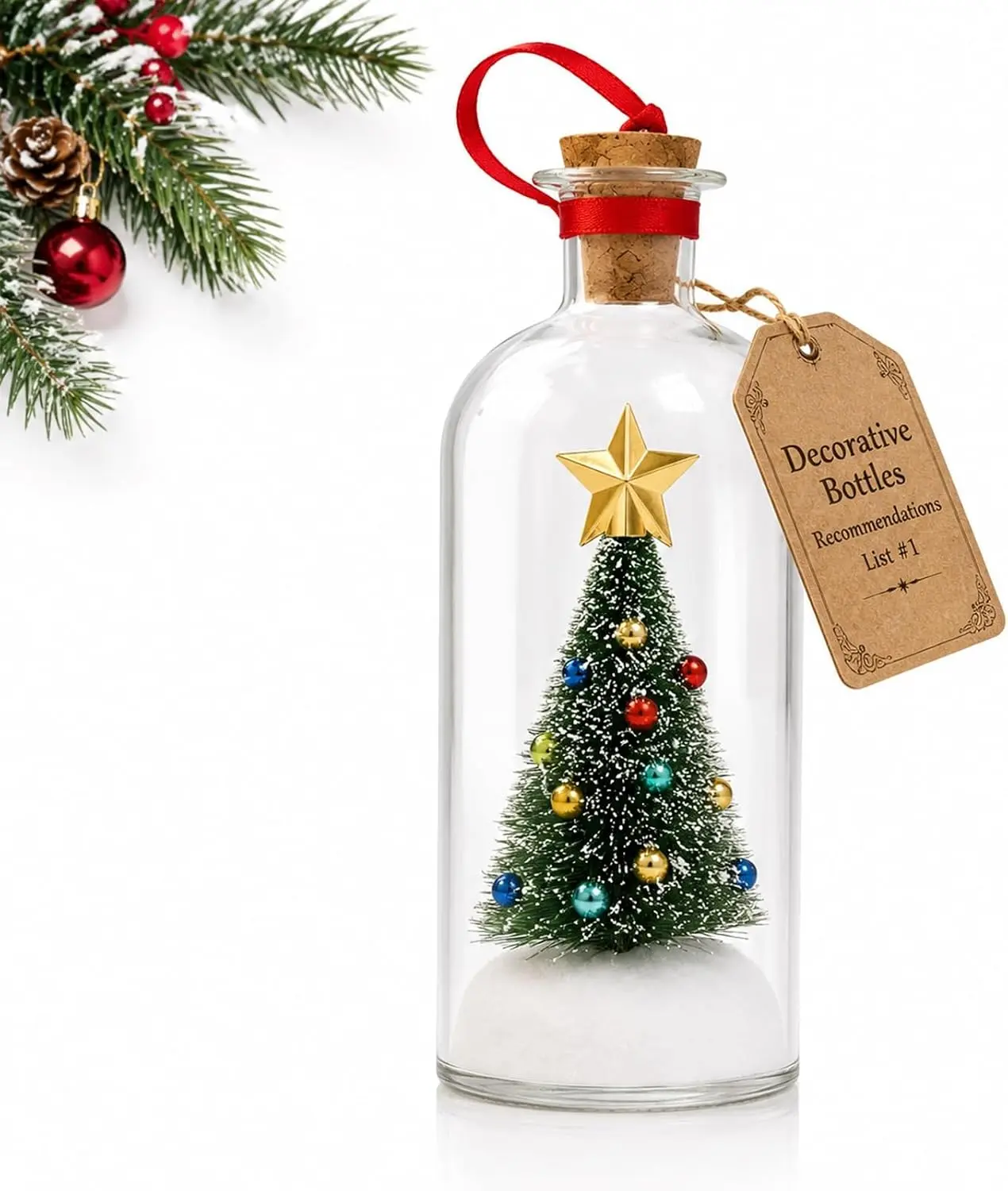 Personalized Recordable Voice Christmas Message Glass Bottle Tree Ornament - Home Christmas Decor, Sentimental Keepsake Gift for Kids