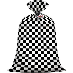 Checkered Race  Plastic  Bag 36x56 Inch  Black and White Checkered  Bags XL Racing  Themed Boys Happy Birthday Party Favors Decorations