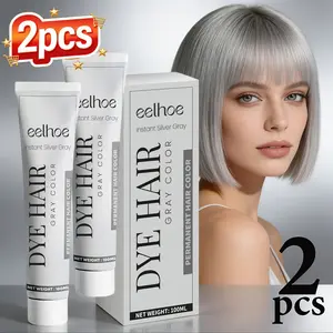 Silver Grey Hair Dye with natural tone presentation, mild formula stays steady on hair and not easy to fade. Easy to apply with no extra residue, contains gentle hair caring ingredients without irritation