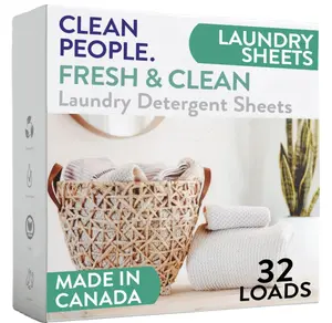 The Clean People Laundry Detergent Sheets - Laundry Soap - Ultra Concentrated, Recyclable Packaging, Stain Fighting - Fresh Scent, 32 Pack