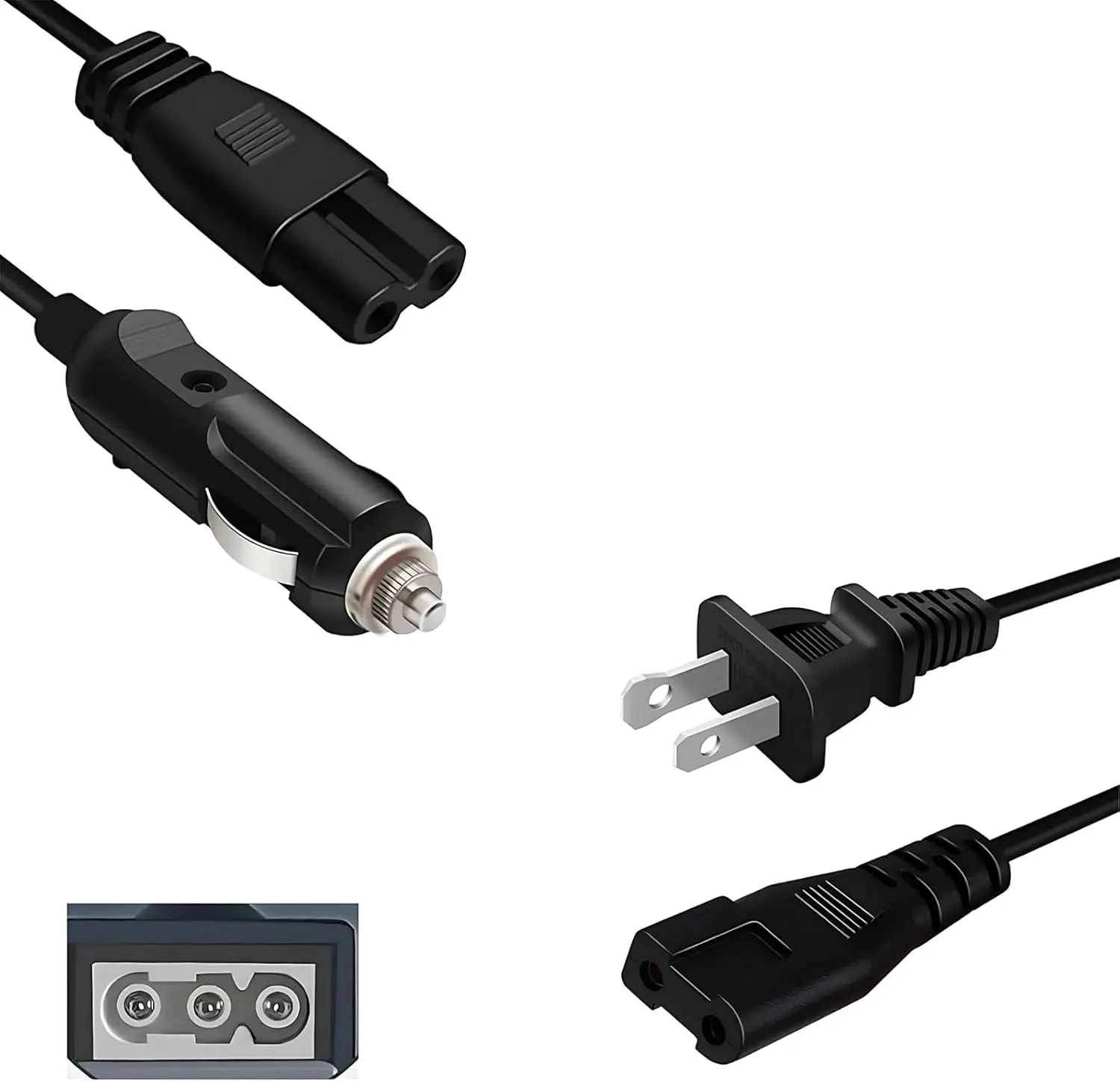 Electric Lunch Box Power Cord, 12V/24V (for  ), 110V (for  Office outlets), 32-inch Heated Lunch Box Use, Portable  Warmer Replacement Power