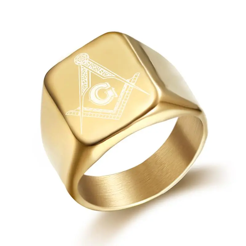 Unisex Multi-Size Stainless Steel Hip-Hop Accessory Ring - Culturally Inspired Geometric Freemason AG Design, Elegant Daily Ring, Party Accessory, Thanksgiving Gift Option, Accessory Rings, Daily Rings