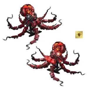 Light Up Octopus Mechanic Building Blocks Set, Creative Technical MOC Building Blocks for Adults, Challenging DIY Model Kit, STEM Gift Idea