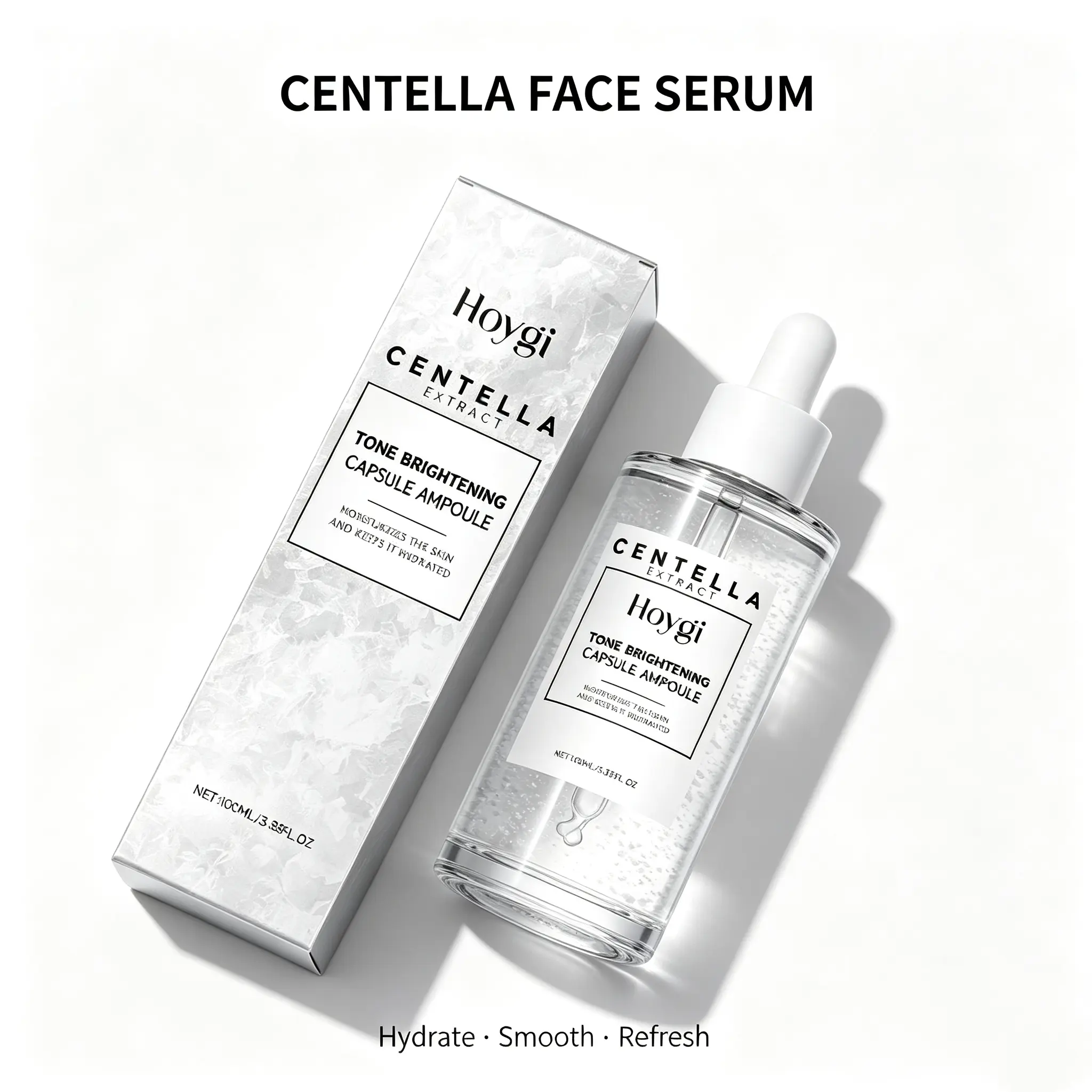 Centella Extract Tone Brightening Capsule Ampoule, Hydrating Refreshing Facial Serum, Daily Skin Care Serum For Soft Supple Skin, 100ML / 3.38 FL OZ Hydrate Moisturize Moisturizer Moisture Moisturizing Lightweight
