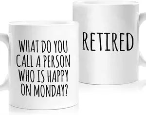 Funny Retirement Gifts for Woman Men, Happy Retiree Mug 11oz, Best Retirement Gift for Women 2026, Gag Farewell Present for Coworkers Nurse Teacher Boss, Office Retired Coffee Cup