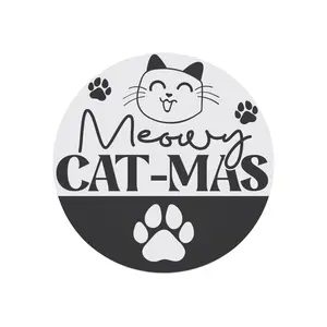 Meowy Cat-mas Round Christmas Magnet