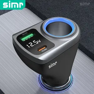 Simr Car Lighter Plug Expansion Adapter, Pd30w Qc3.0 Fast Car Charger, Cigarette Lighter Splitter, 12V USB Outlet, LED Voltage Meter, Fast Charging Solution, USB Powered Charging