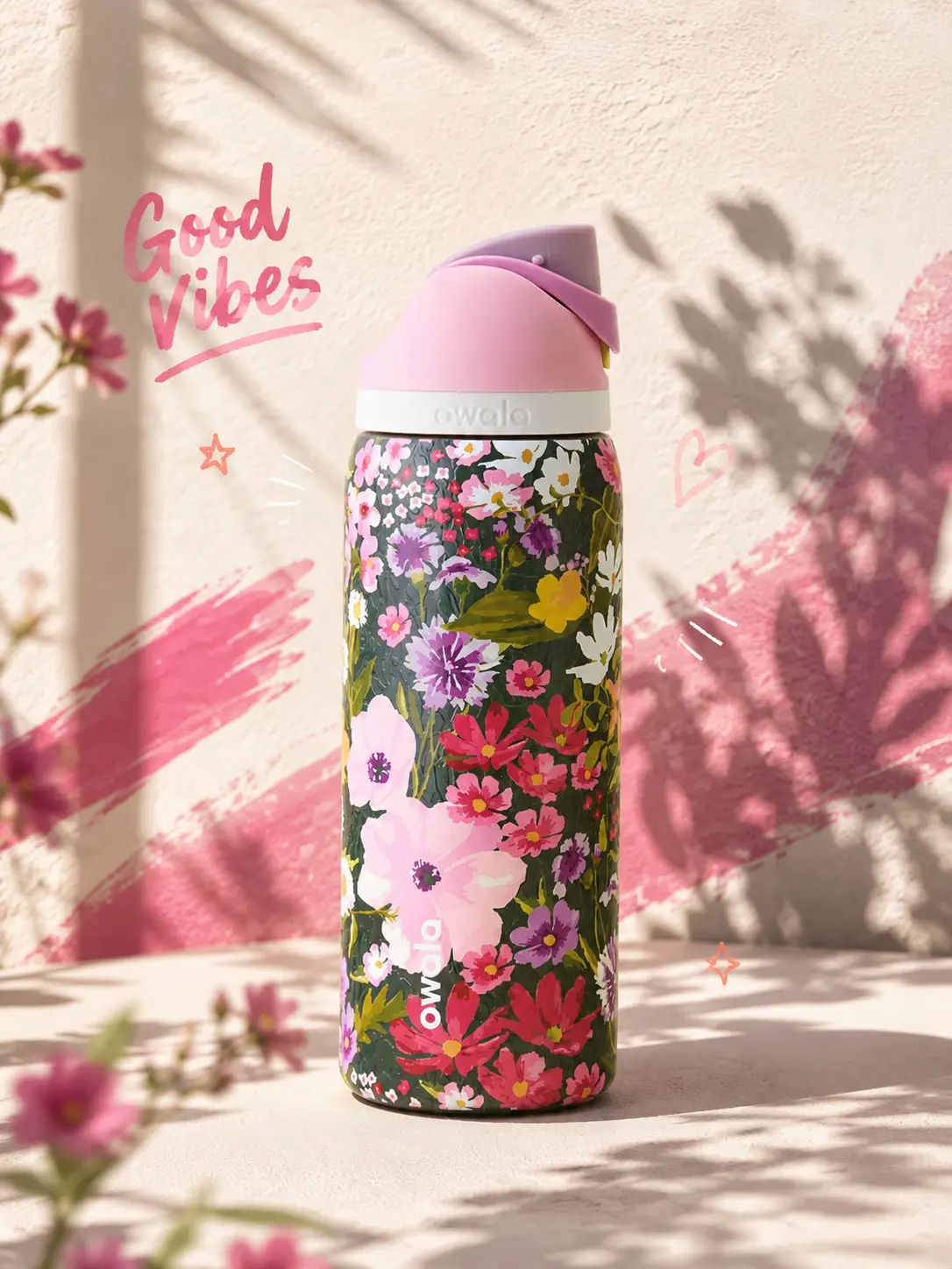 Fresh Floral Style Meets Everyday Hydration | Owala Painted Meadow 32oz FreeSip Premium Insulated Drink Bottle