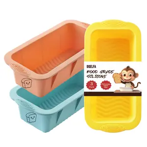 Silicone Bread Loaf Pan 3 Pack Non Stick Baking Pans for Homemade Bread Brownies Cakes Dishwasher Safe Food Grade Silicone Nesting Design