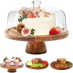 Cake Stand,  Cake Stand with Lid, 12in Round Cake Holder, 2-in-1 Cake Plates with  Dome , Dessert Table Display Set for Party Birthday Kitchen Wedding
