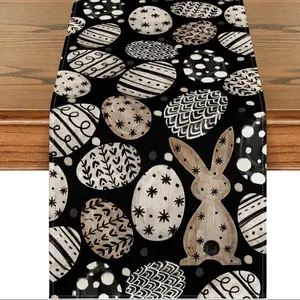 1pc,Easter Bunny Table Runner Set, Spring Kitchen Decor, Seasonal Easter Egg & Flower Design, Perfect for Home Gatherings & Festive Settings