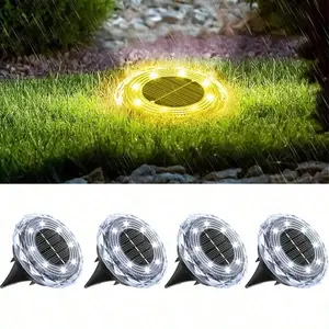 4pcs Solar Crystal Floor Lamp Outdoor Landscape Lighting for Courtyard, Garden, Sidewalk Decorative Illumination Decoration